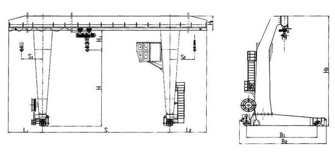L型電動葫蘆起重機結(jié)構(gòu)圖 L型電動葫蘆起重機結(jié)構(gòu)圖
